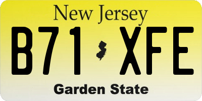 NJ license plate B71XFE
