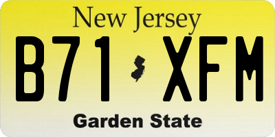 NJ license plate B71XFM