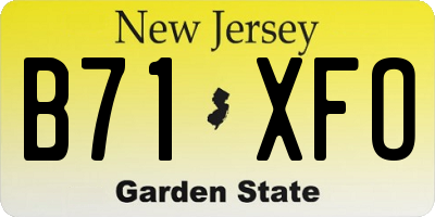 NJ license plate B71XFO