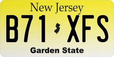 NJ license plate B71XFS