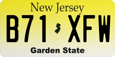 NJ license plate B71XFW