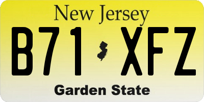 NJ license plate B71XFZ