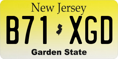 NJ license plate B71XGD