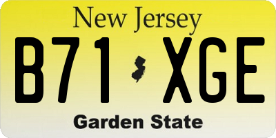 NJ license plate B71XGE