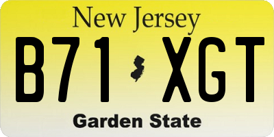 NJ license plate B71XGT