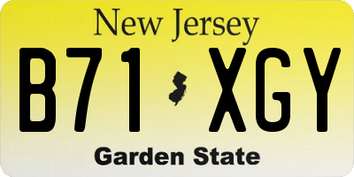 NJ license plate B71XGY