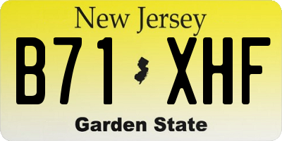 NJ license plate B71XHF