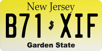 NJ license plate B71XIF