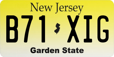 NJ license plate B71XIG