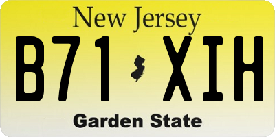 NJ license plate B71XIH