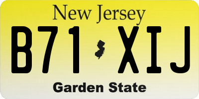 NJ license plate B71XIJ