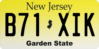 NJ license plate B71XIK