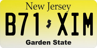NJ license plate B71XIM