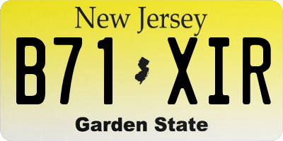 NJ license plate B71XIR