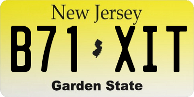 NJ license plate B71XIT