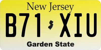 NJ license plate B71XIU