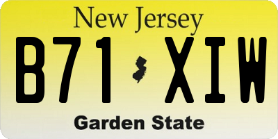 NJ license plate B71XIW