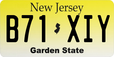 NJ license plate B71XIY