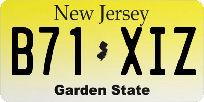 NJ license plate B71XIZ