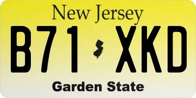 NJ license plate B71XKD