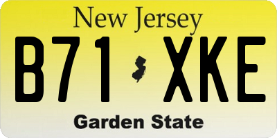 NJ license plate B71XKE