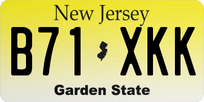 NJ license plate B71XKK