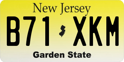 NJ license plate B71XKM