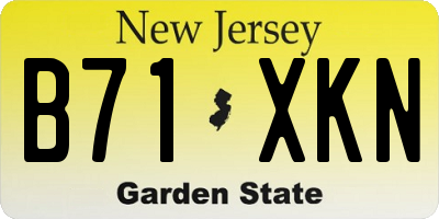 NJ license plate B71XKN