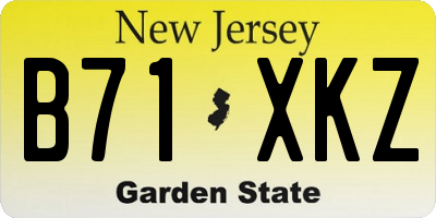 NJ license plate B71XKZ