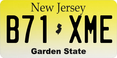 NJ license plate B71XME