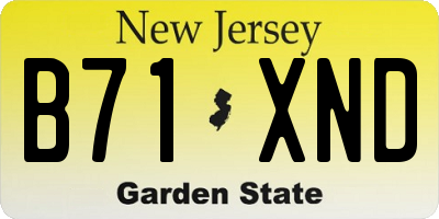 NJ license plate B71XND