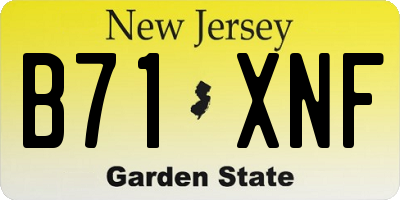 NJ license plate B71XNF