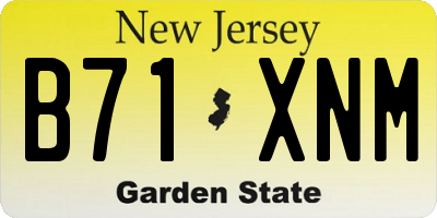 NJ license plate B71XNM