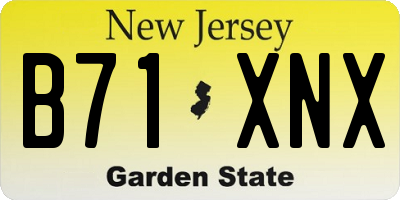 NJ license plate B71XNX