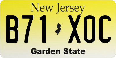 NJ license plate B71XOC