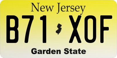 NJ license plate B71XOF