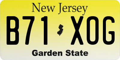 NJ license plate B71XOG