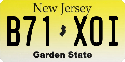 NJ license plate B71XOI