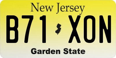 NJ license plate B71XON