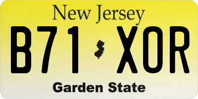 NJ license plate B71XOR