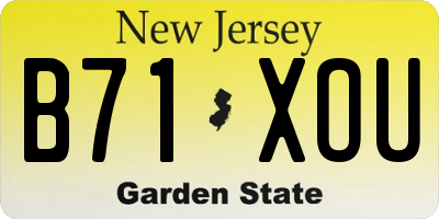 NJ license plate B71XOU