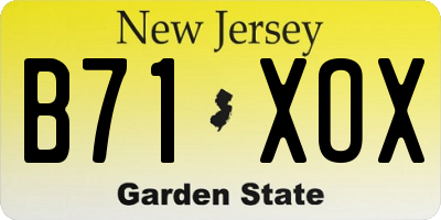 NJ license plate B71XOX