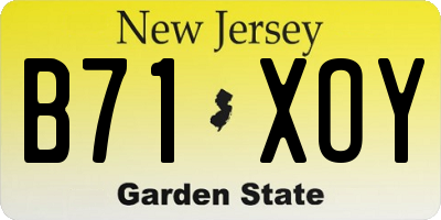 NJ license plate B71XOY