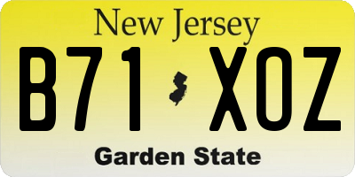 NJ license plate B71XOZ