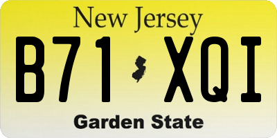 NJ license plate B71XQI