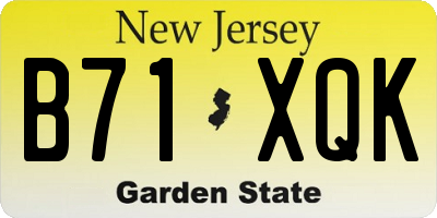 NJ license plate B71XQK