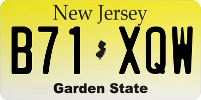 NJ license plate B71XQW