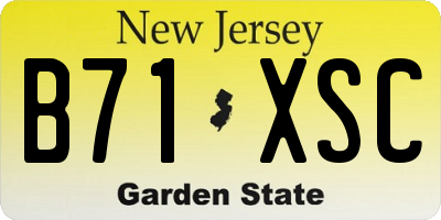 NJ license plate B71XSC