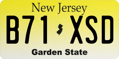 NJ license plate B71XSD
