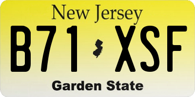 NJ license plate B71XSF